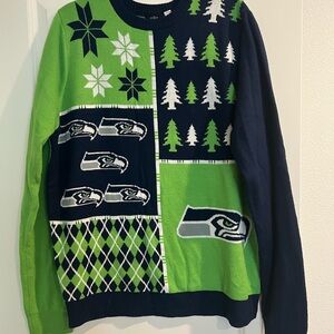 NFL Seattle Seahawks Green and Blue Crewneck Sweater XL